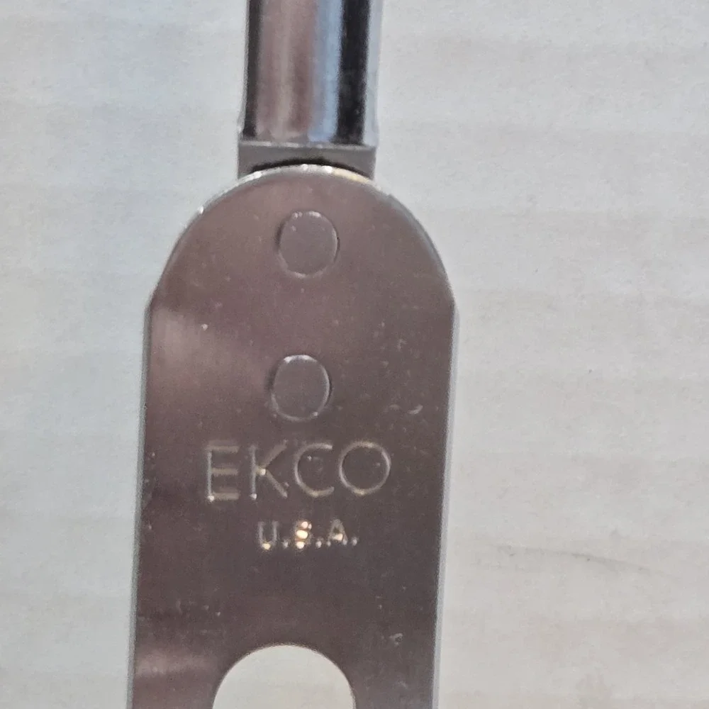 Vintage EKCO USA Stainless Steel 2 Prong Meat Serving Carving Fork Black Handle